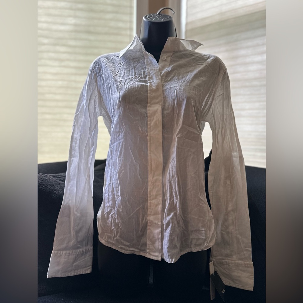 Mng Basics women's white button down shirt-size 4
